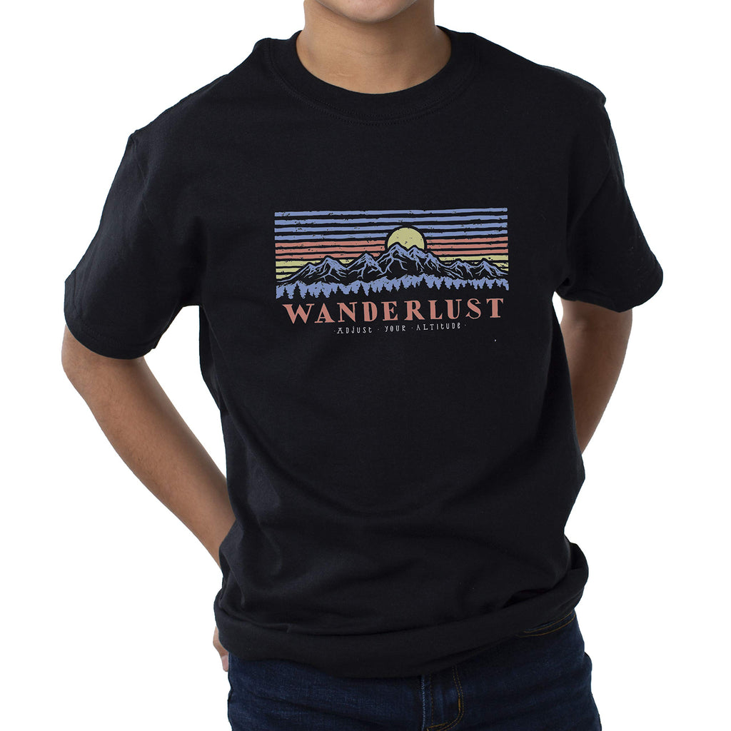 Men Crew Tee - Mountain Scene - Black by DelSol for Men - 1 Pc T-Shirt (YXS)