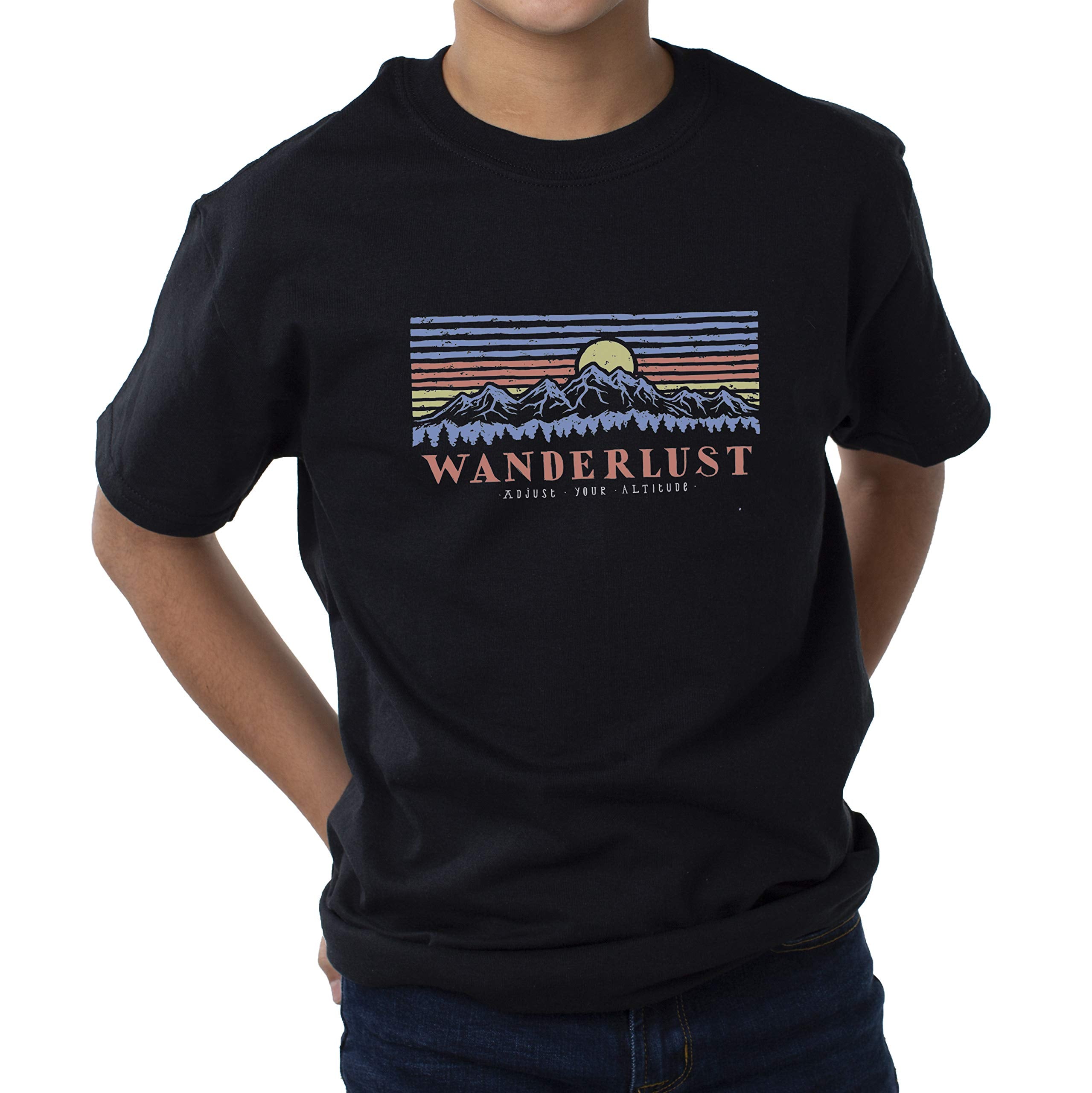 Men Crew Tee - Mountain Scene - Black by DelSol for Men - 1 Pc T-Shirt (YXS)