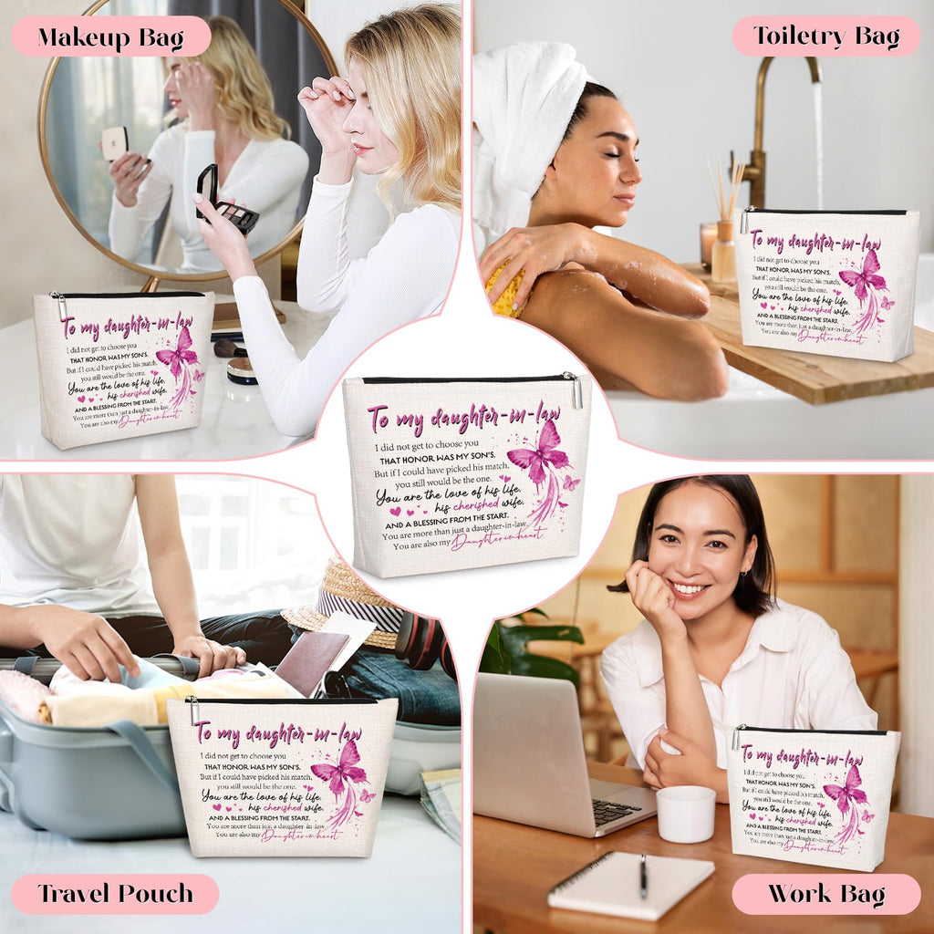 GevGuxLuo Daughter-in-Law Gifts, Makeup Bag Gifts for Daughter-in-Law, Daughter in law Birthday Gifts, Daughter-in-Law Gift for