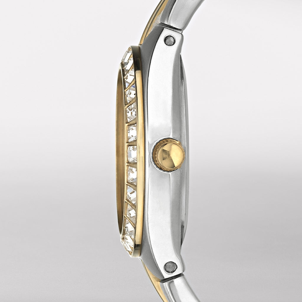 Relic by Fossil Women's Queen's Court Three-Hand Date Silver and Gold Two-Tone Stainless Steel Bracelet Dress Watch (Model: ZR11