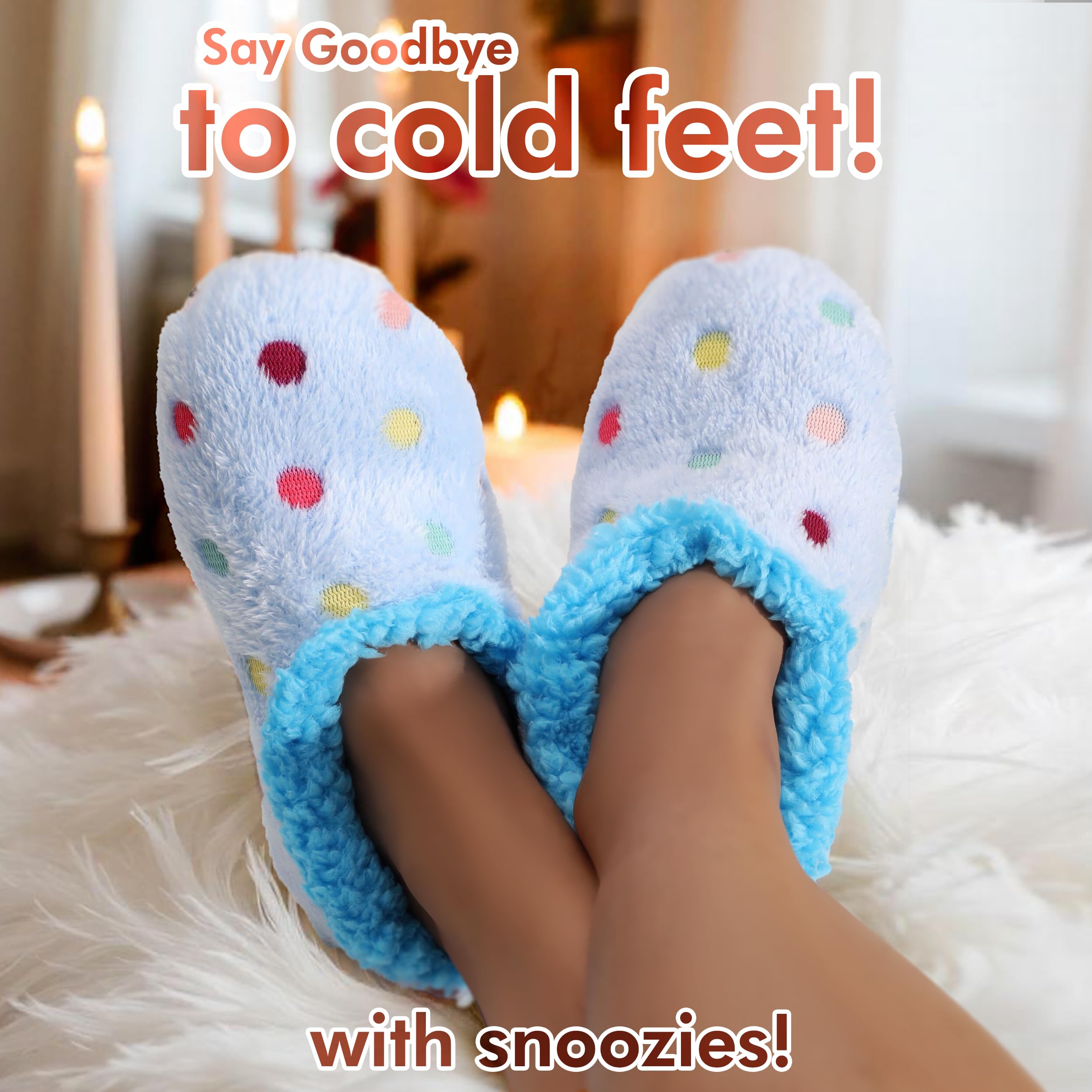 Snoozies Slippers for Women Lotsa Dots colorful cozy Sherpa Slipper Socks Womens House Slippers cozy Slippers for Women Fuzzy Sl