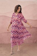 Toochki Dress For Women | Two Piece Dress For Women Long | Dress | Maxi Dress For Women | Dresses | Zig Zag Printed Dress | Cott