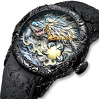 MASTOP Men's Fashion Big Dial Watches 3D Sculpture Dragon Luxury Men Quartz Watches Exquisite Creative Watch
