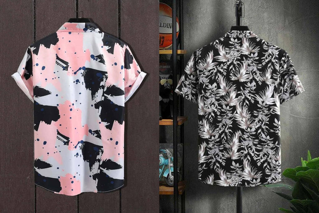 Rebelify MenS Lycra Bland Shirt With Half Sleeves Button Down Closure Round Collar Neck Printed Pattern Relaxed Fit And Standar