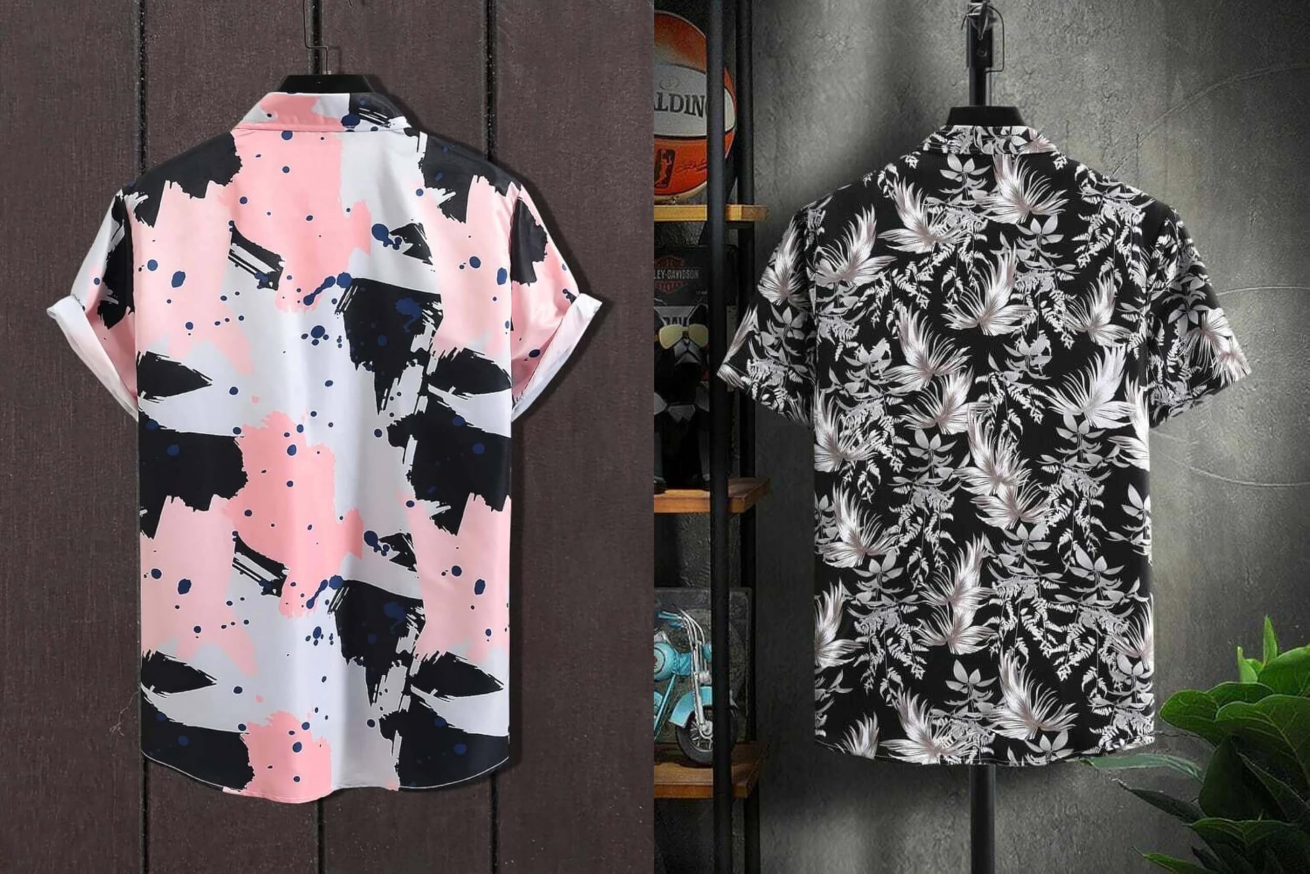 Rebelify MenS Lycra Bland Shirt With Half Sleeves Button Down Closure Round Collar Neck Printed Pattern Relaxed Fit And Standar