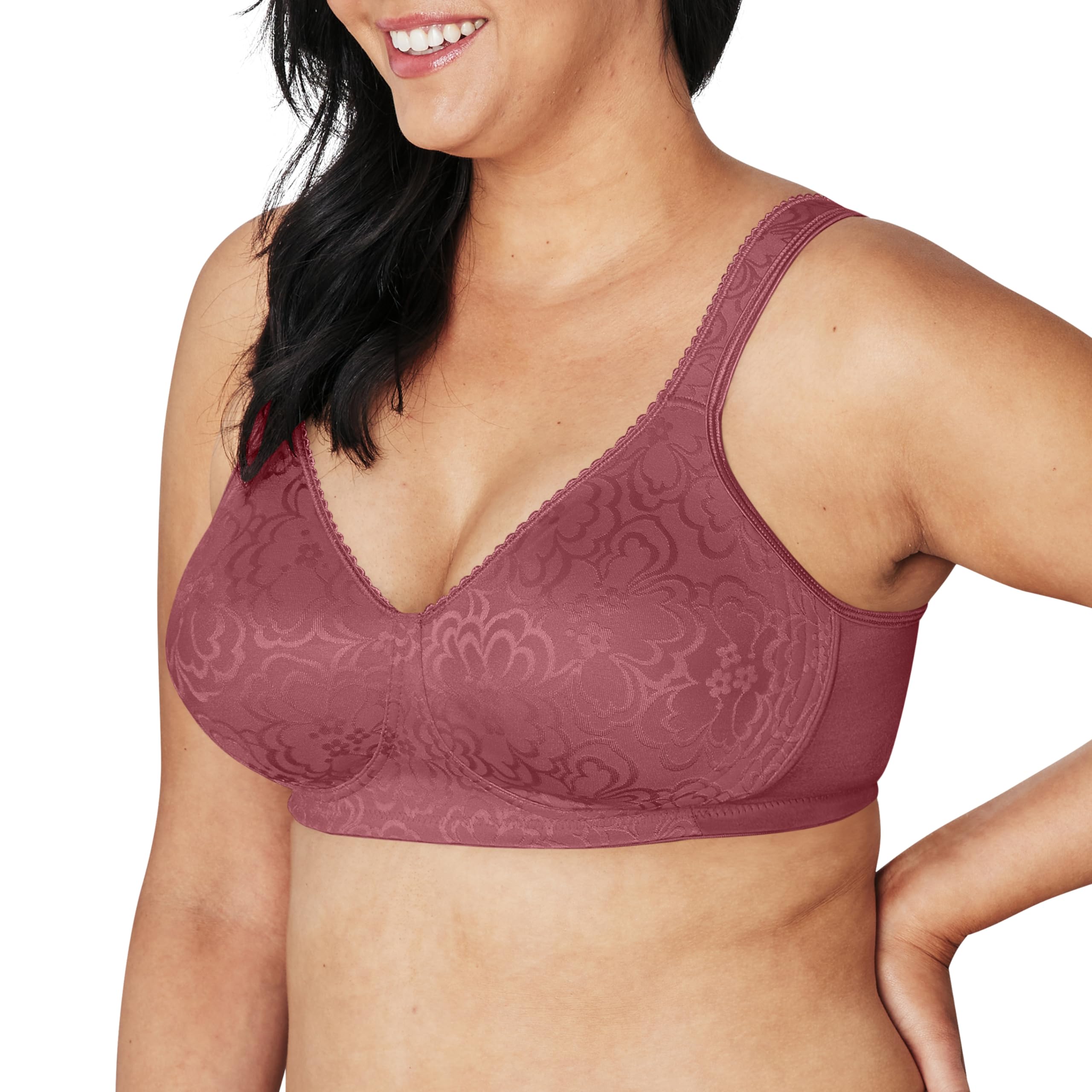 Playtex Women's 18-Hour Ultimate Lift Wireless Full-Coverage Bra, Single or 2-Pack, Rustic Berry Red
