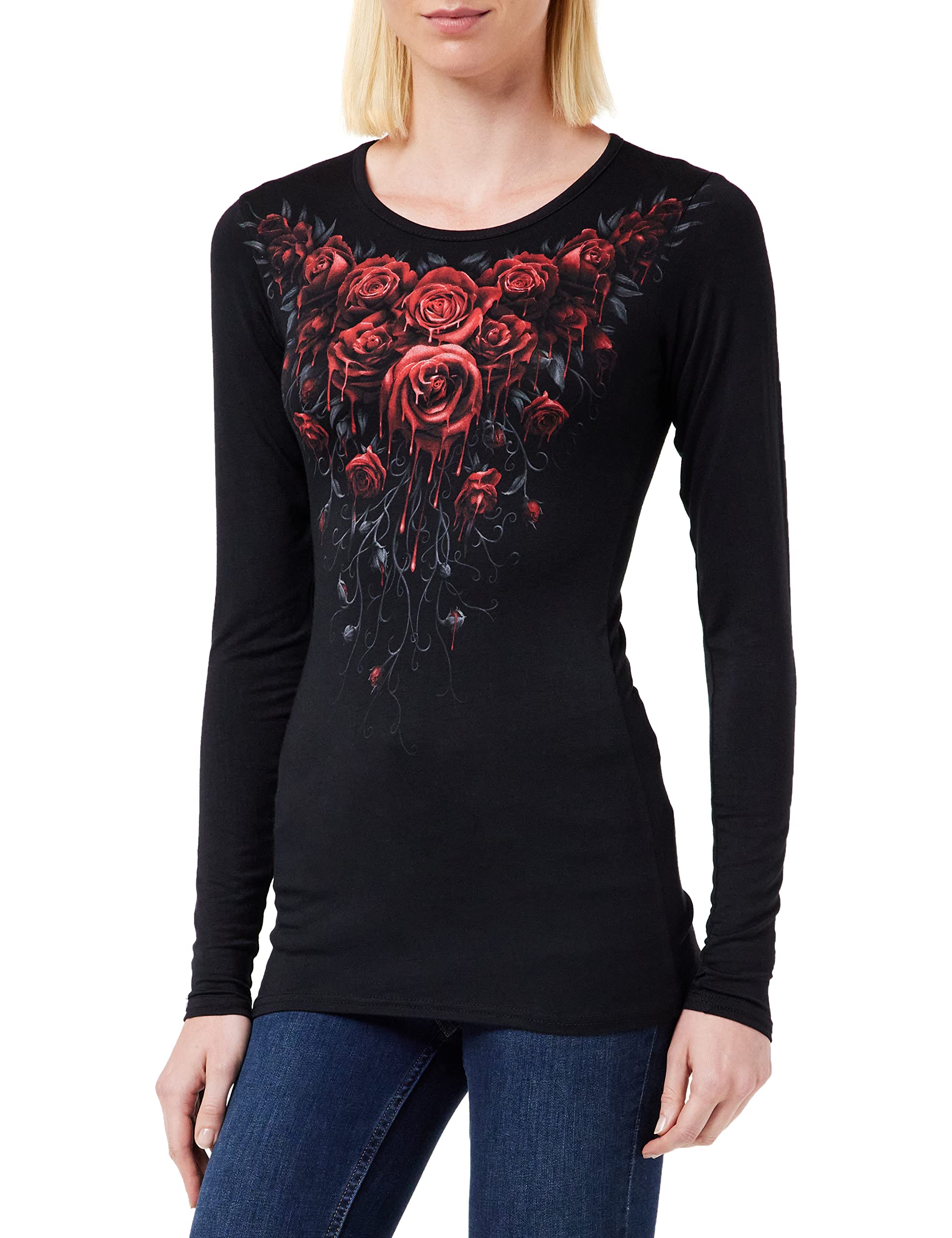 Spiral - BLOOD ROSE - Baggy Top Black - S