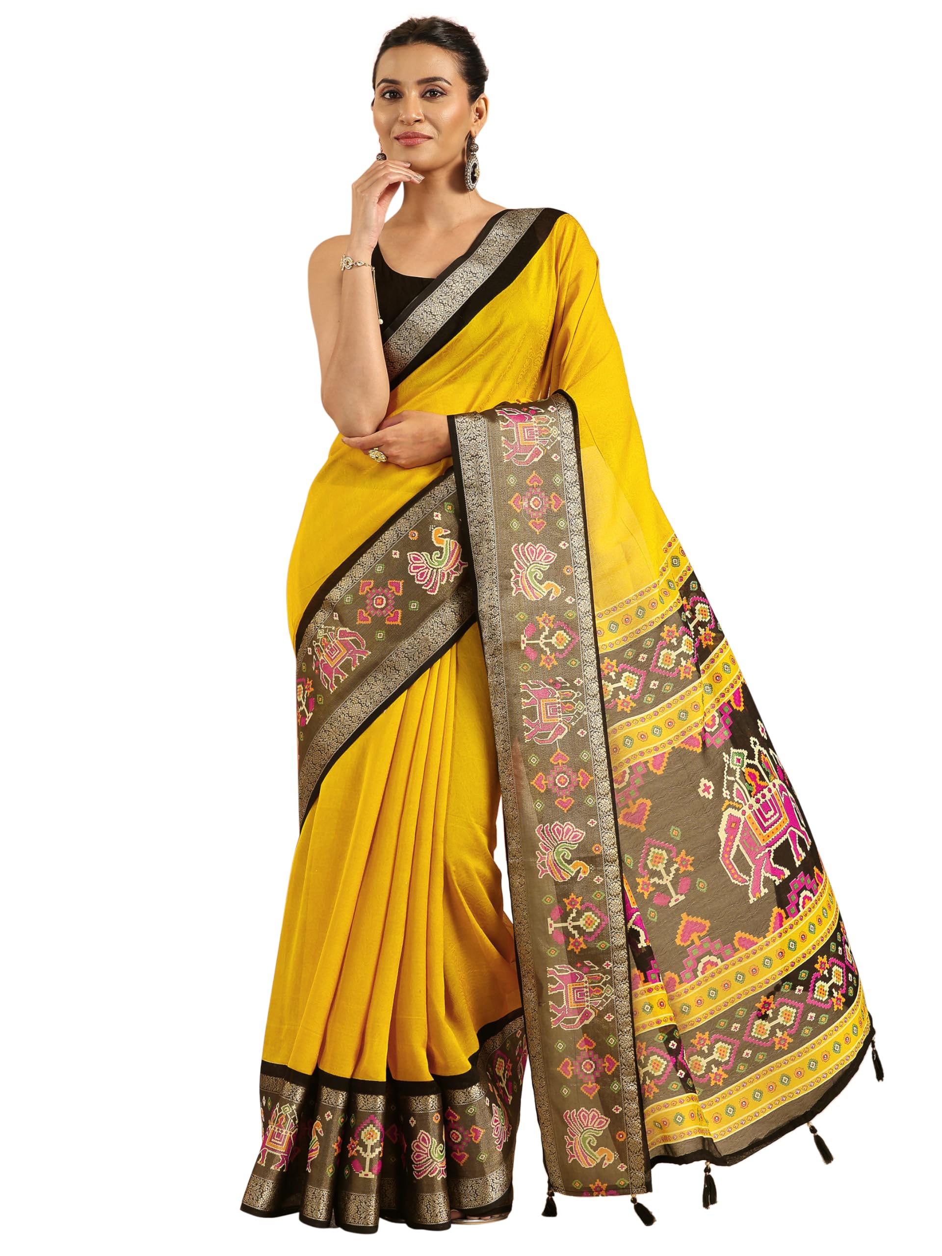 Libas Solid Georgette Saree With Unstitched Blouse Piece