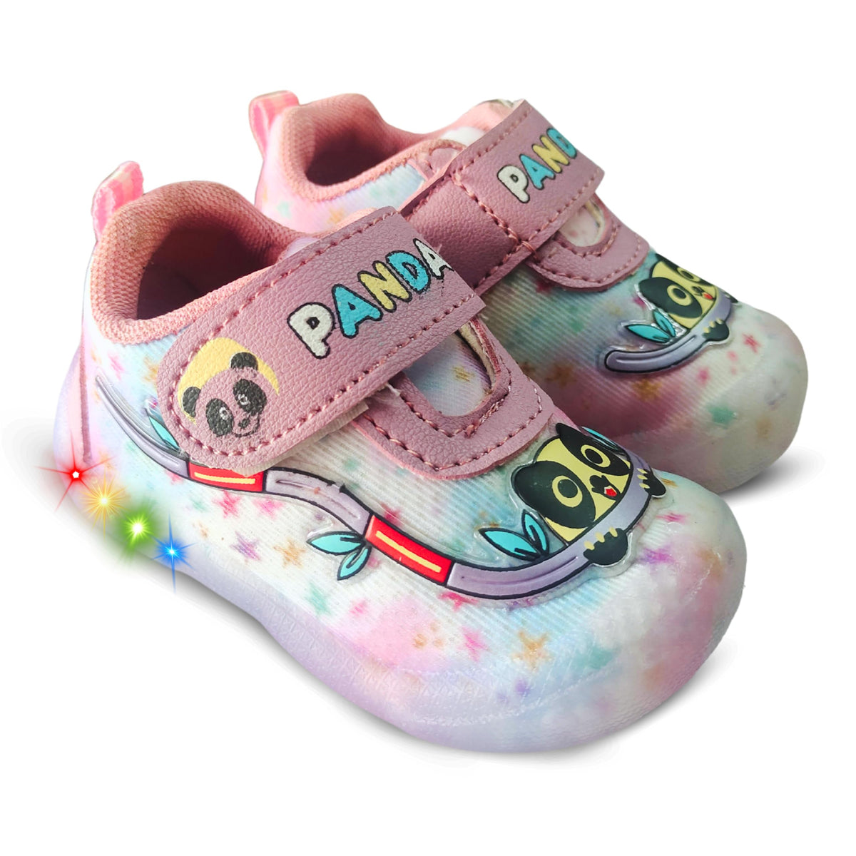Trendstation Kids Led Light Up Shoes For Infants, Panda Design, Pink (Onion, Uk Footwear Size System, Toddler, Age Range, Medium 18-21