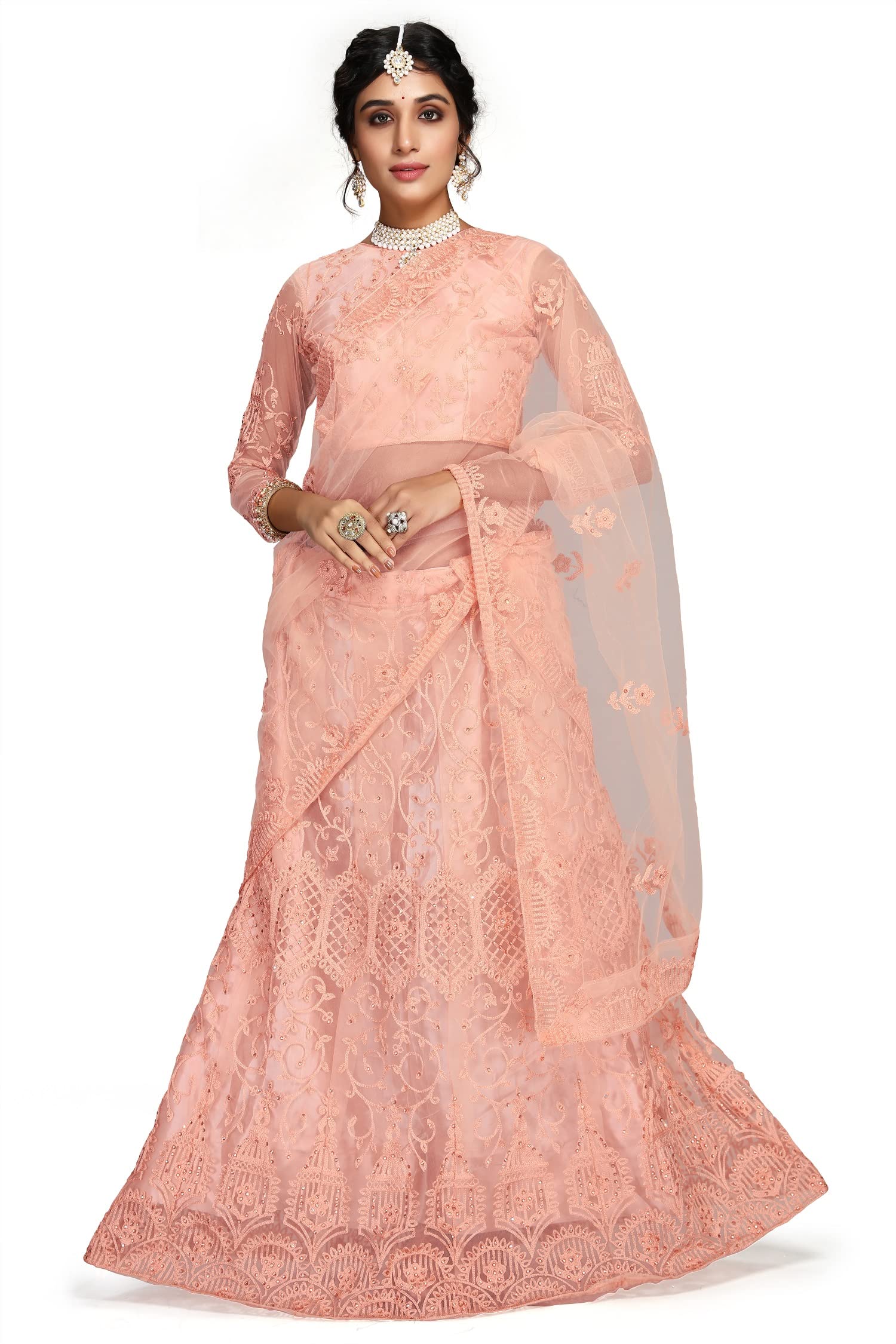 PATLANI Embroderied with Stone Work Woman s Flered Semi Stitched Lehenga choli