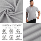 Muscle Polo Shirts for Men Slim Fit Short Sleeve Golf Shirts Men Dry Fit Shirts Casual Stylish Clothes Light Grey