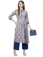 ANNI DESIGNER Women's Pure Cotton Straight Printed (Brian Grey_L-Grey_Large)