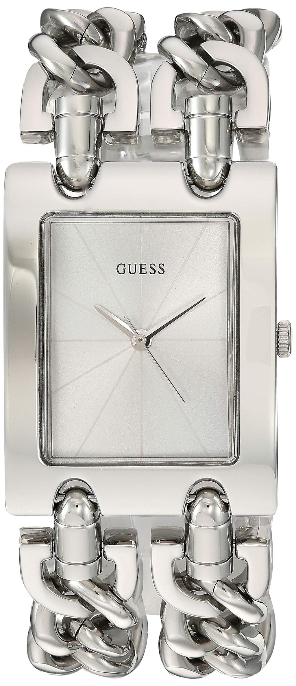 GUESS Women's Silver-Tone Multi-Chain Bracelet Watch with Self-Adjustable Links. Color: Silver-Tone (Model: U1117L1)