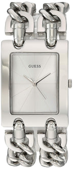 GUESS Women's Silver-Tone Multi-Chain Bracelet Watch with Self-Adjustable Links. Color: Silver-Tone (Model: U1117L1)