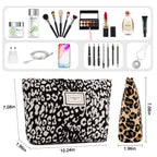ZLFSRQ 2Pcs Leopard Print Makeup Bags for Women Zipper Makeup Pouch for Purse Large Capacity Travel Cosmetic Bag Canvas Makeup B
