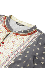 Aurelia Steel Grey Floral Printed Foil Beaded Kurta Dupatta Bottomwear
