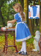 BesserBay Halloween Little Girls Costume Blue Peter Pan Collar Dress with White Apron 4 Years