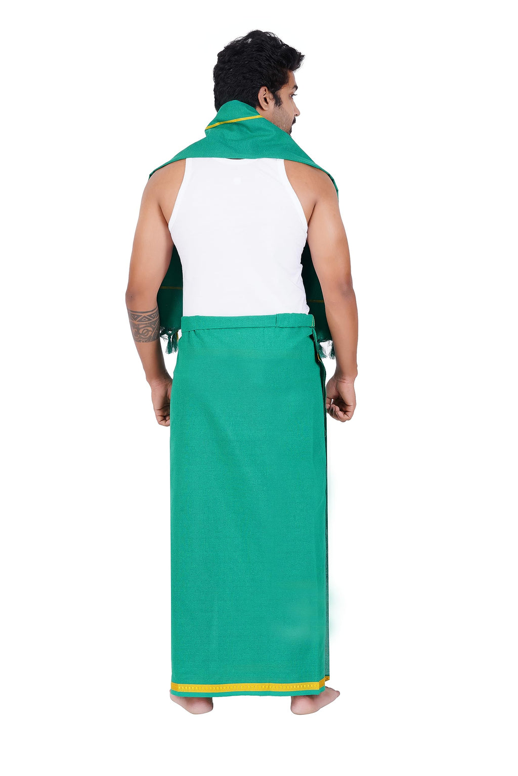Prakasam Cotton MenS Pure Cotton Colour Dhoti (1.26X1.90Mtrs) With Matching Towel (0.74X1.50Mtrs) Set