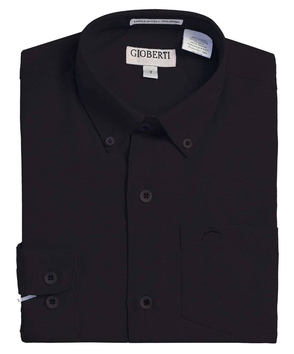 Gioberti Boy's Oxford Long Sleeve Dress Shirt, Black, Size 12