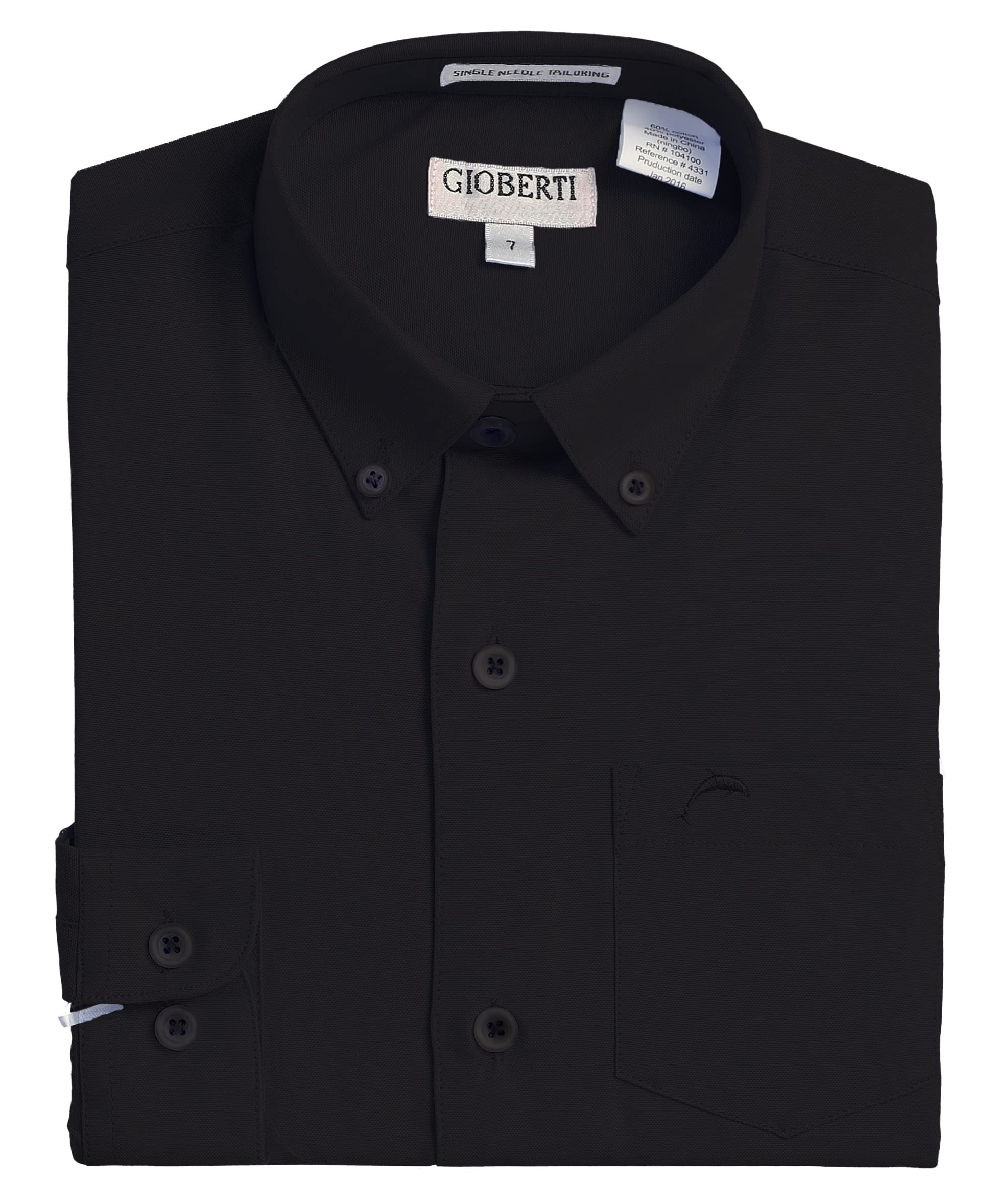 Gioberti Boy's Oxford Long Sleeve Dress Shirt, Black, Size 12