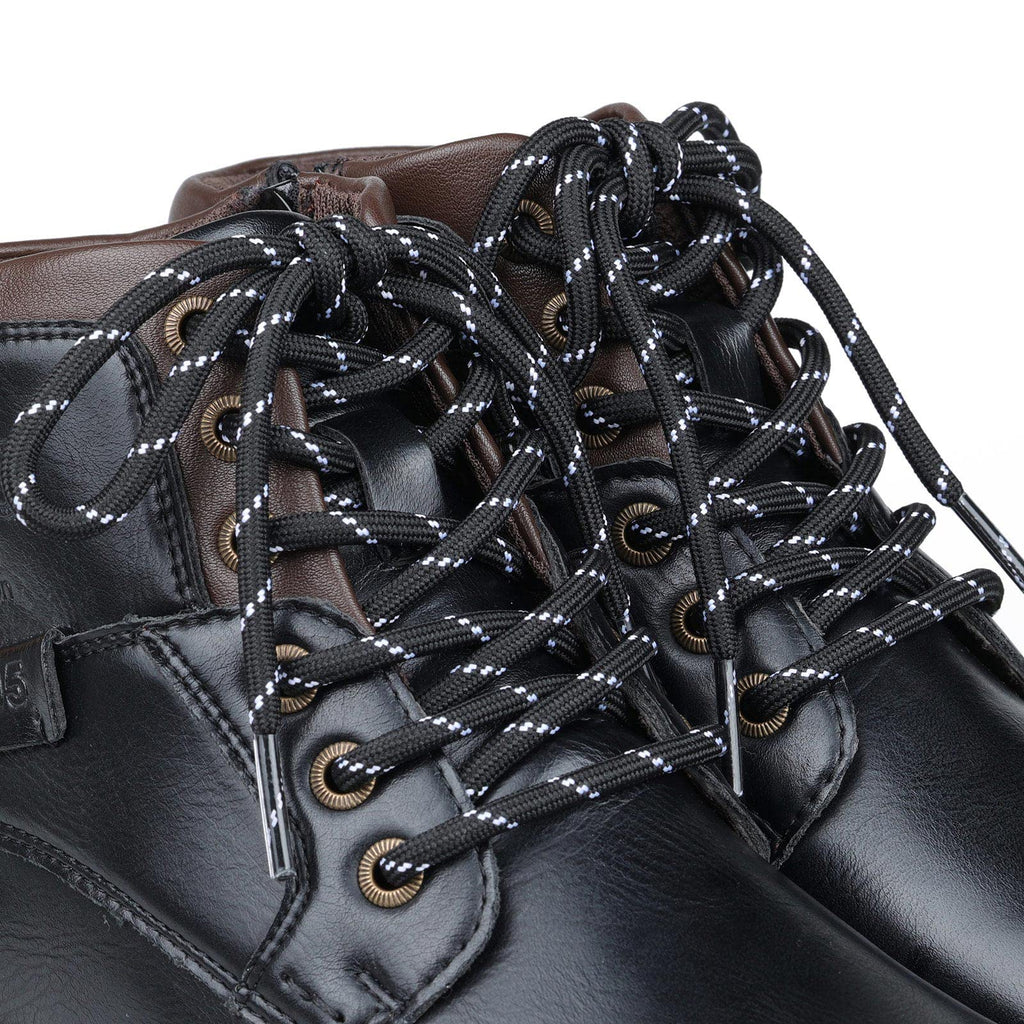 Stepace Round Shoelaces [2 Pairs] Heavy Duty Boot Shoe Laces for Hiking Work Boots Black White-120(Dots)