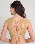 Pujia Mills WomenS Indian Ethnic Wear Sabyasachi Sequence With Dhaga Embroidered Zari Work Sweetheart Neck Blouse Sleeveless Re