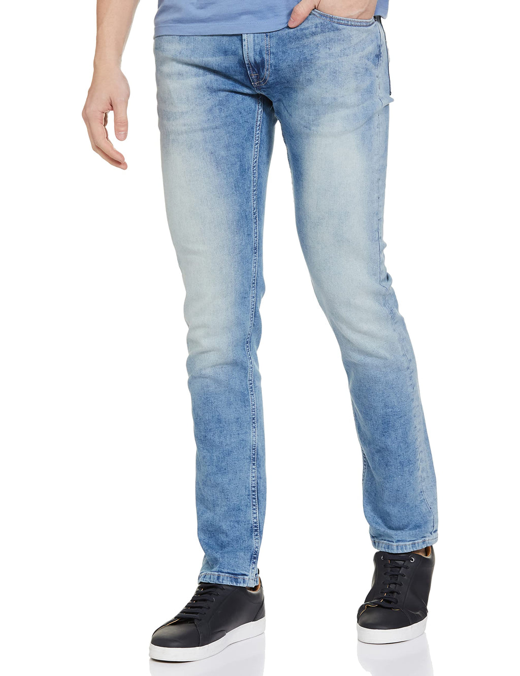 Pepe Jeans Men Mid Rise Slim Jeans (Pm206827Q05_Light Used_30), Blue