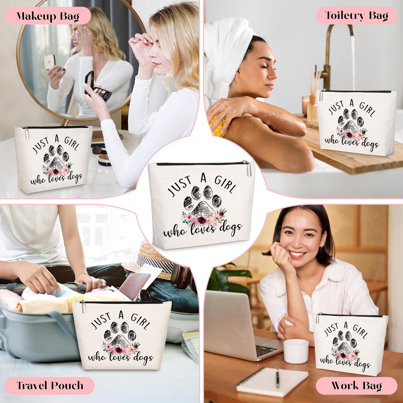 GevGuxLuo Dog Gifts for Dog Lovers, Dog Makeup Bag for Women with Mirror, Dog Birthday Gifts Ideas for Daughter Sister Bestie, C