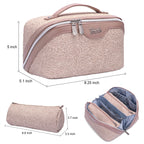 BOYATU Travel Makeup Bag for Women: Large Cosmetic Bag Set of 3 - Vegan Leather Make up Bag with Compartments - Compact Waterpro