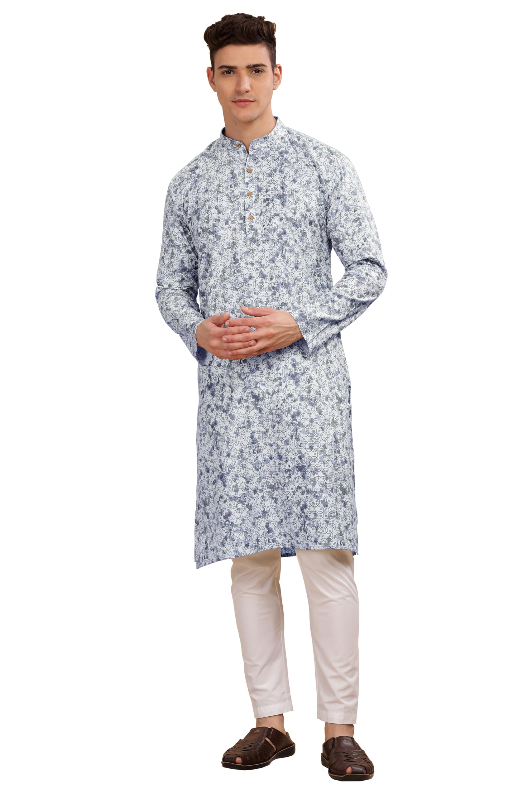 Be Active MenS Traditional Printed Full Sleeves Kurta || Cotton Kurta For Men || Men Kurta For Wedding || Kurta For Men (C-Rf00