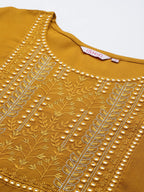 Ishin Women'S Viscose Straight Embellished Straight Kurta