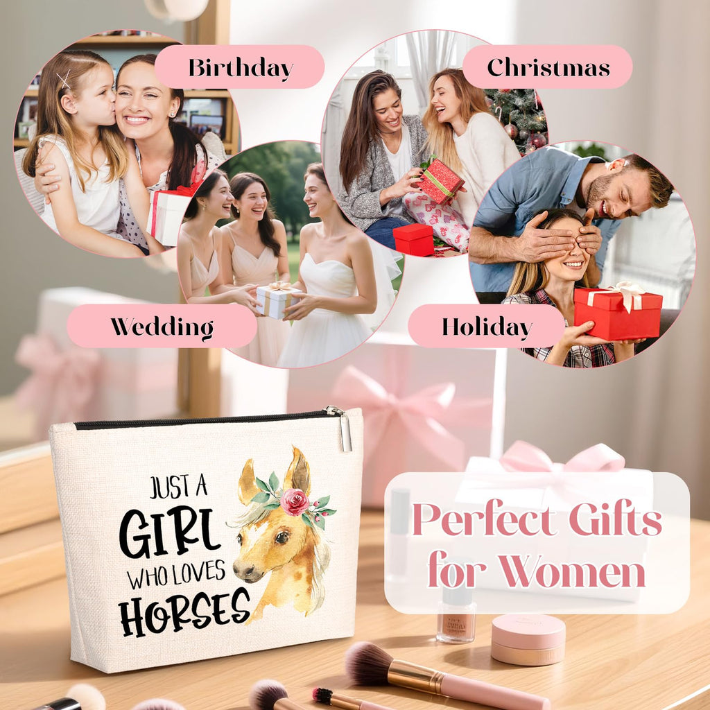 GevGuxLuo Horses Gifts for Horse Lovers, Birthday Gift for Best Friend Sister, Horse Accessories, Animal Lovers Makeup Bag Zippe