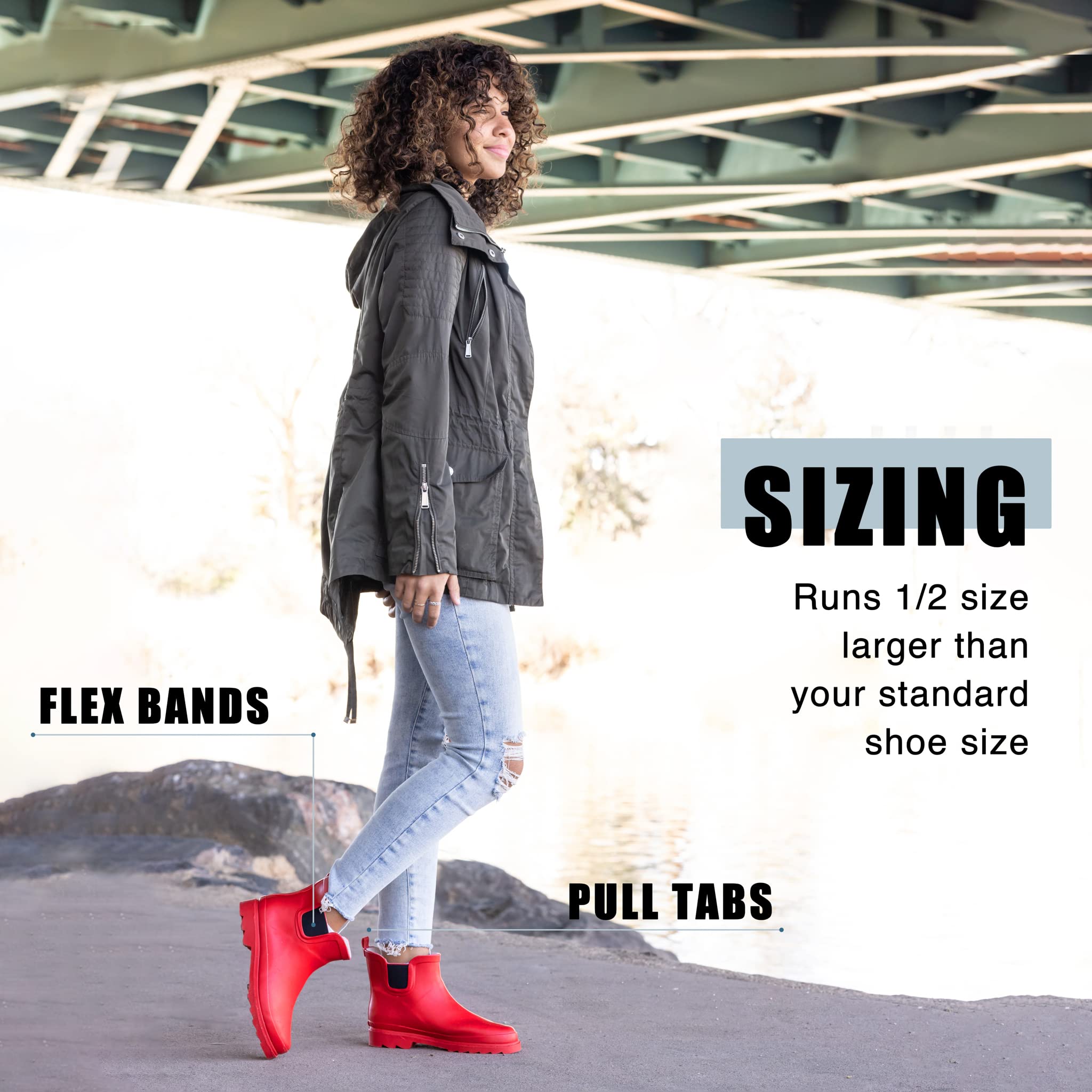 NORTY - Womens Ankle Rain Boots - Ladies Waterproof Winter Spring Garden Boot Paw Black White Size 7