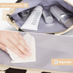 WLLWOO Makeup Bag-2pcs Cow Corduroy Cosmetic Bag Zipper Interior Waterproof Pencil Case Coin Purse Travel Toiletry Small Makeup