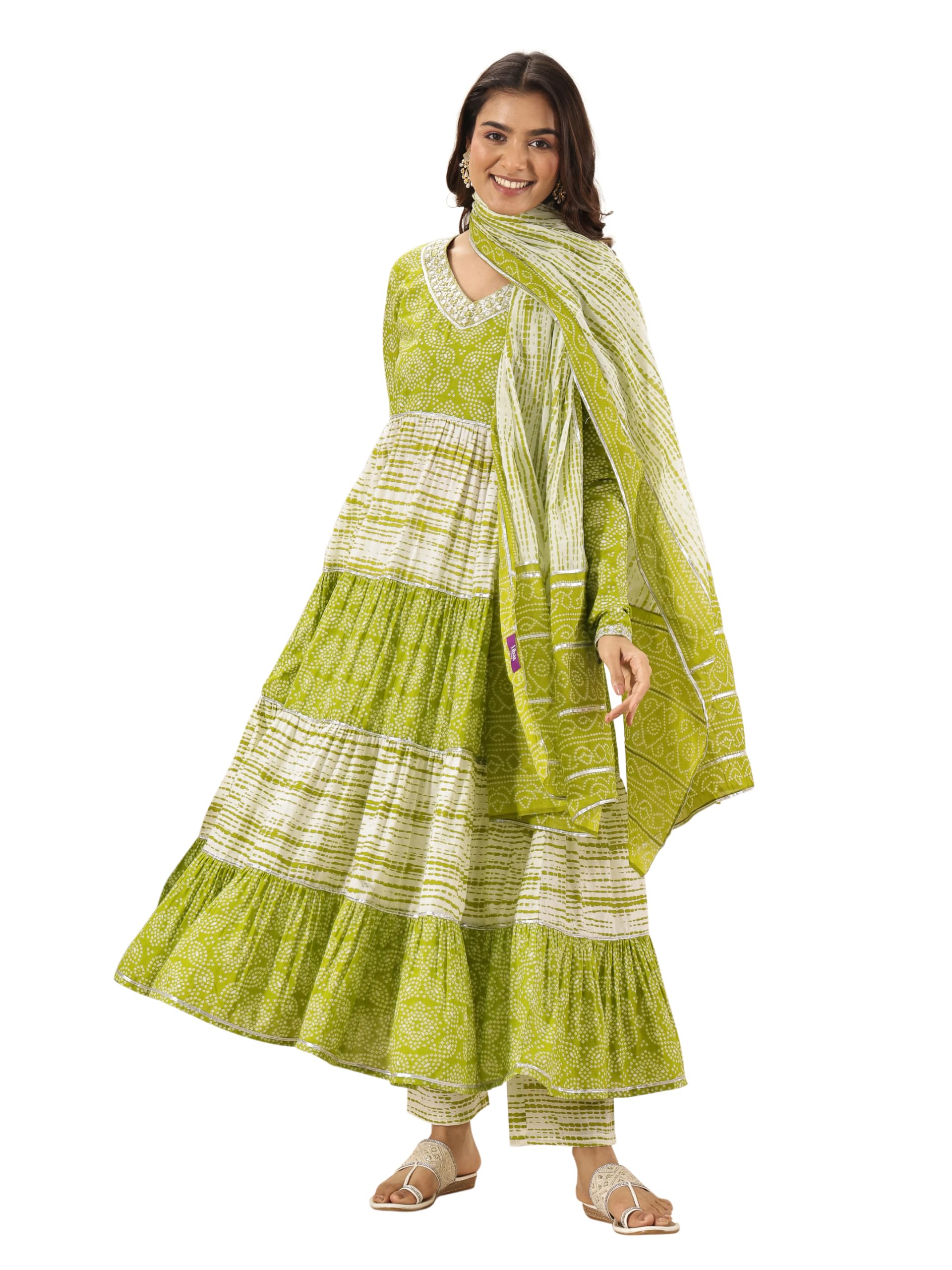 Libas Green Bandhani Anarkali Kurta Sets