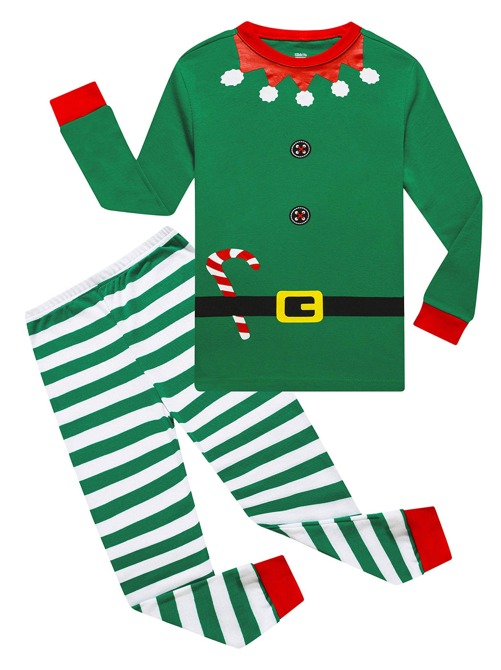 KikizYe Christmas Elf Cosplay Baby Girls Boys Pjs 100% Cotton Long Sleeve Kids infant Pajamas Sets Size 18-24 Months Green