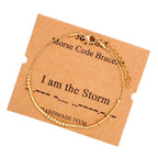 JoycuFF Gold Morse Code Bracelets for Women I Am the Storm Inspirational Birthday Mother's Day Christmas Gifts for Best Friend M