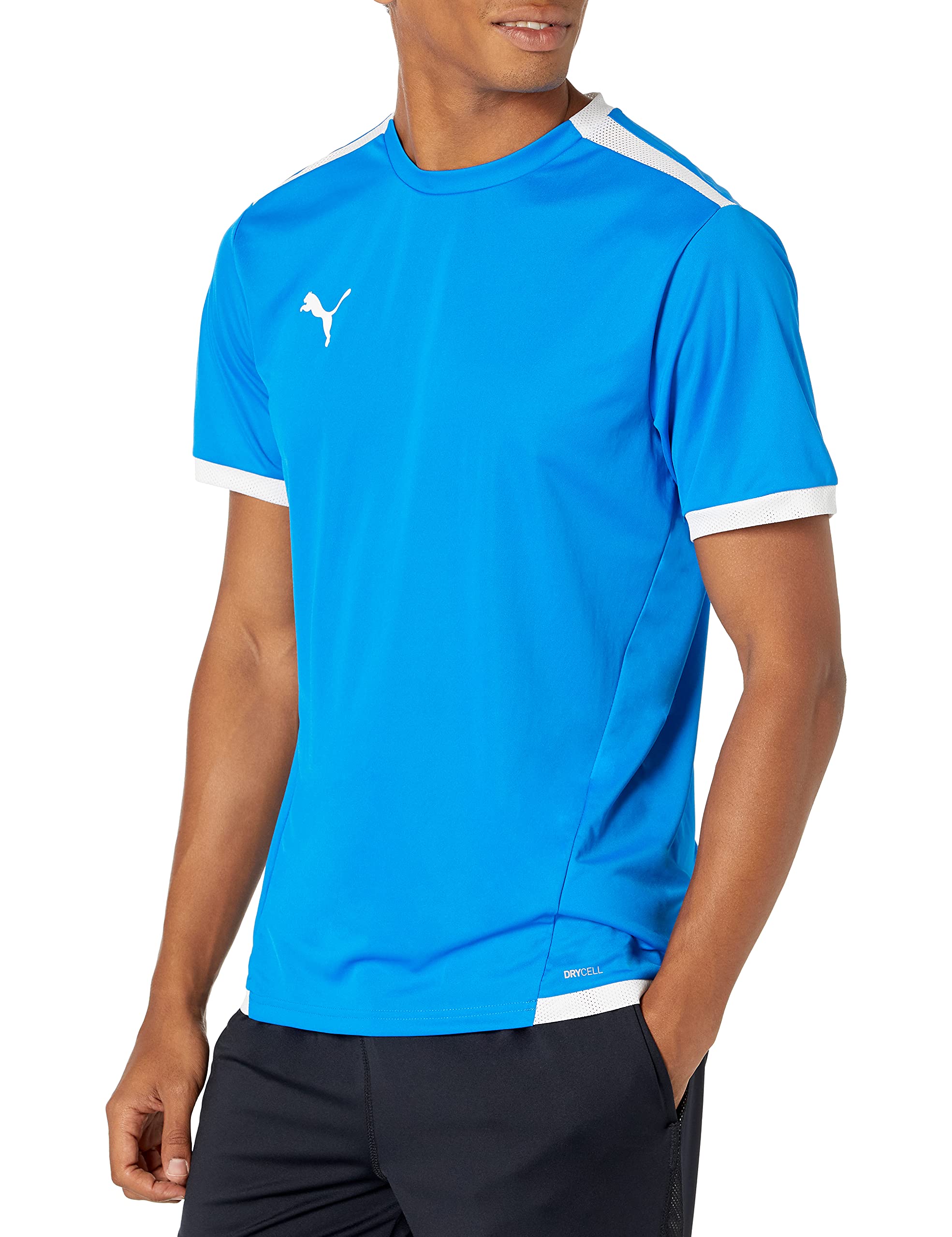 PUMA mens Teamliga Jersey T Shirt, Electric Blue Lemonade/White, X-Large US