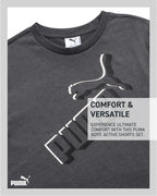 PUMA Boys' Active Shorts Set - 3 Piece Performance T-Shirt, Dry Fit Tank Top, and Gym Shorts - Activewear Set for Boys (S-L), Si