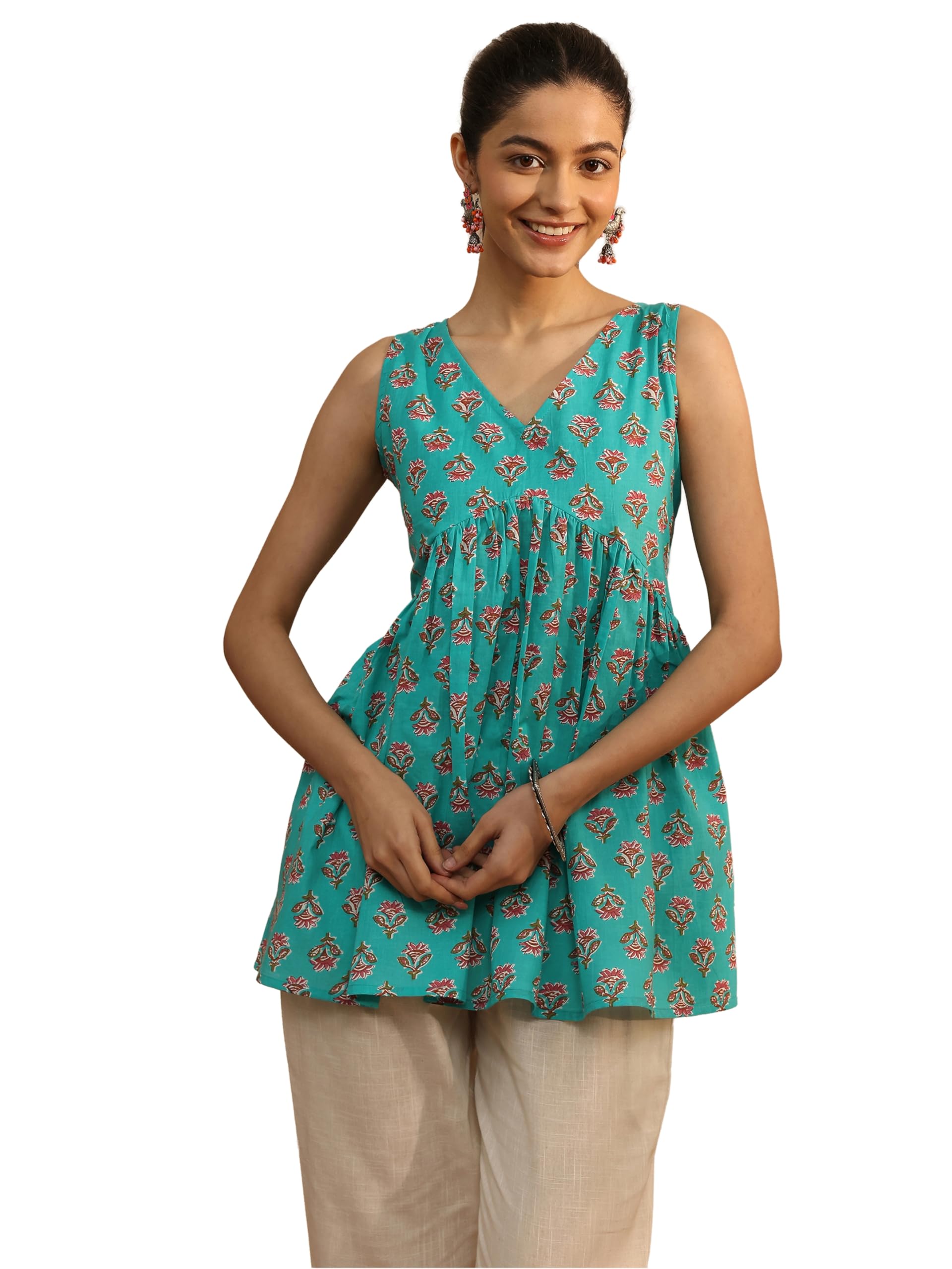 Libas Printed Cotton Fit And Flare Tunic-98341Xxl