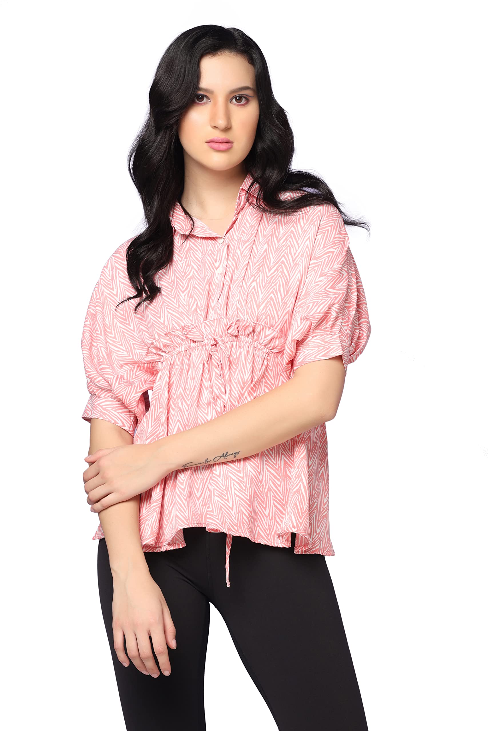 Greciilooks Western For Women| Zing Zag Pattern Western| Balloon Sleeve Dressl V Neck Collar Topl Summer Wear Western | Outdoor 