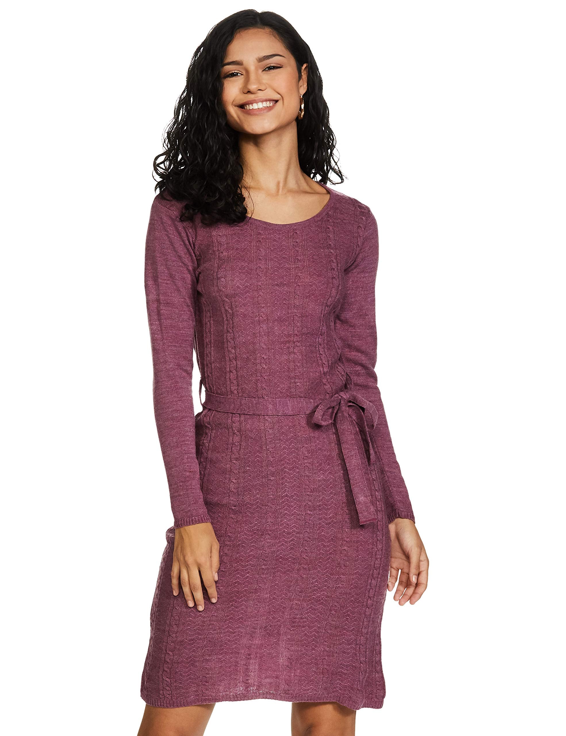 Aurelia Women'S Wool Blue Round Neck Winter Dress Calf Length Kurta (20Noa11628-701356_Purple_S)