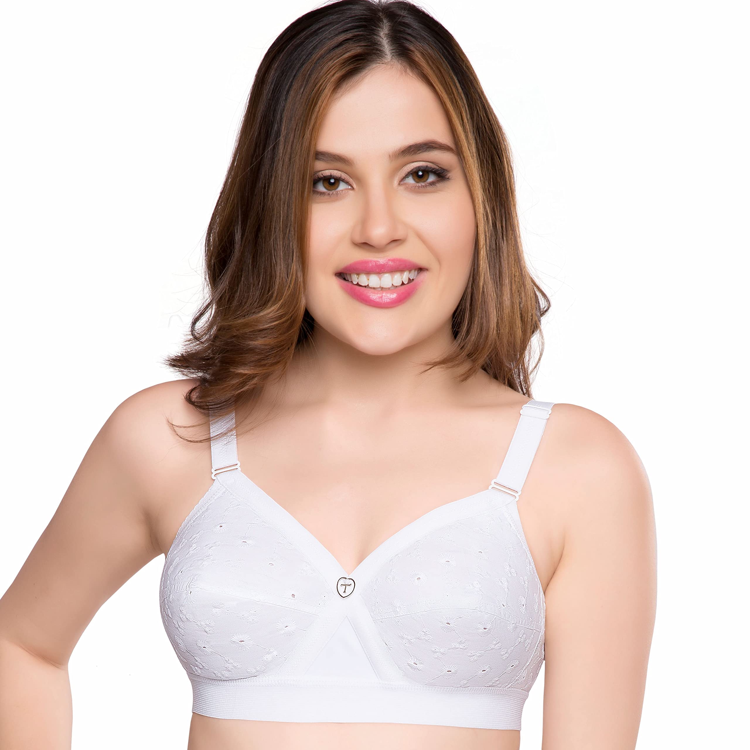 Trylo WomenS Cotton Non-Padded Wire Free Regular Bra White
