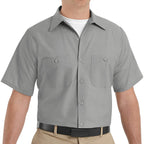 Red Kap Mens Standard Industrial Work Shirt, Regular Fit, Short Sleeve, Light grey, 6X-Large