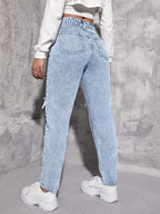 AVANOVA Light Blue Womens High Rise Cotton Ankle Length Jeans for Women Jeans II Denim Cotton Jeans Pant for Women II Cotton Pa