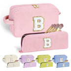 YOOLIFE Make Up Bag Makeup Pouch - Initial Travel Makeup Bag Cute Makeup Bag Cosmetic Bag Travel Essentials Makeup Bags Pink Mak