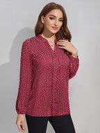 Toochki Maroon Muslin Polka dot Printed Straight Western Shirt top for Womens in Trending Style for Summer wear