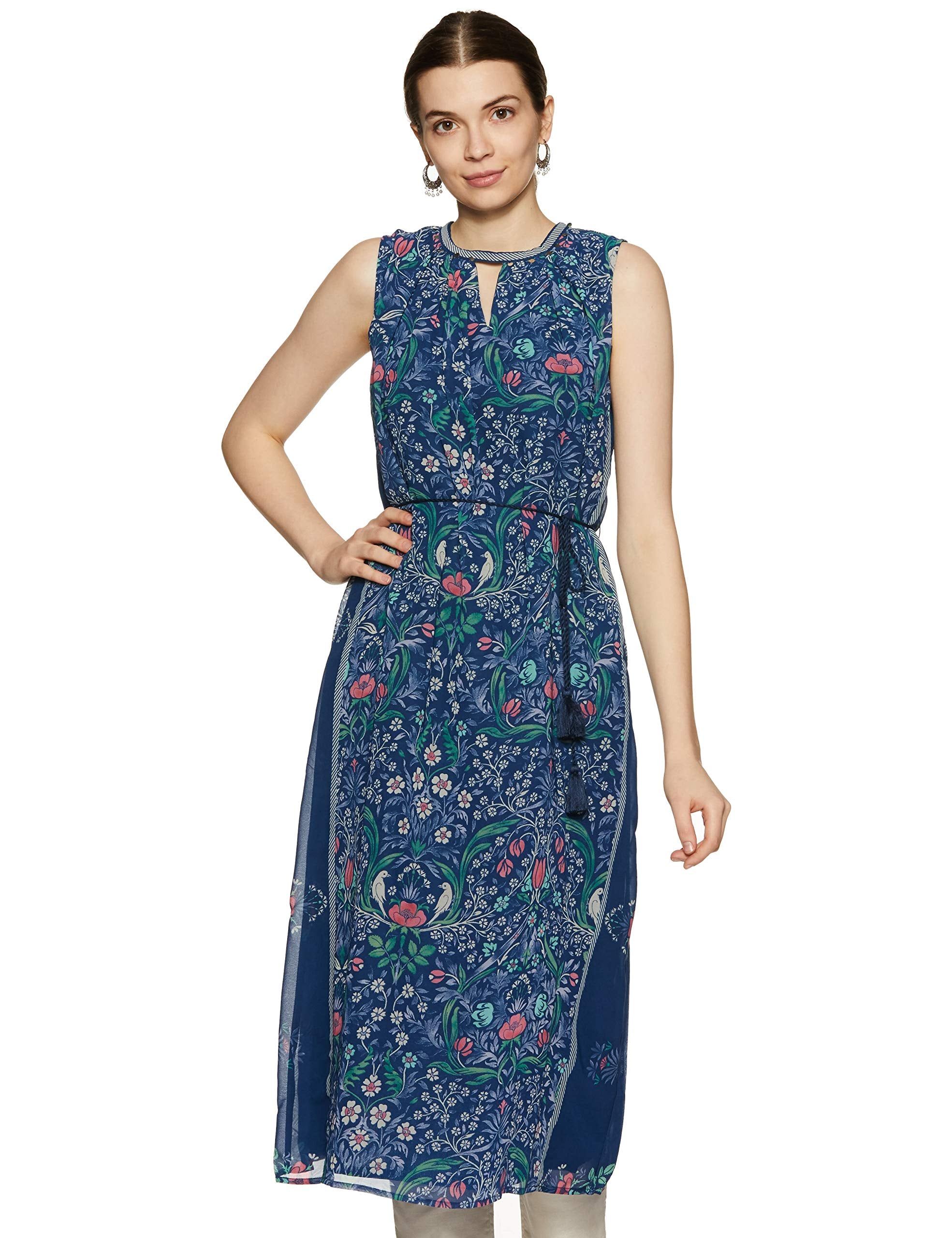 W For Woman Women'S Georgette Kurta (19Auw11964-111235_Blue_Xl (14))