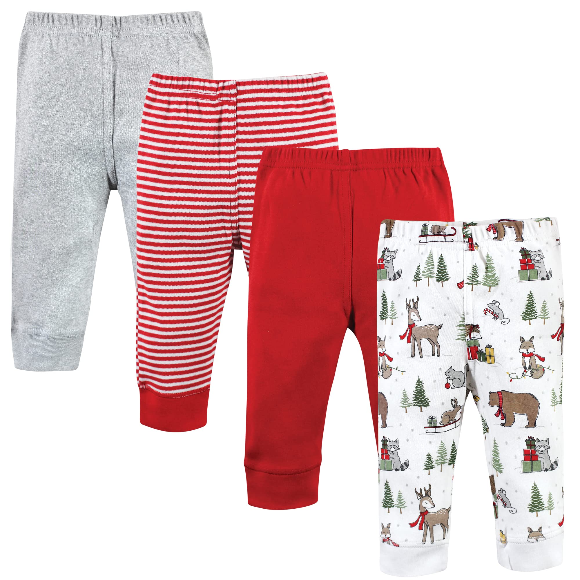 Hudson Baby Unisex Baby Cotton Pants and Leggings, Christmas Forest, 4 Toddler