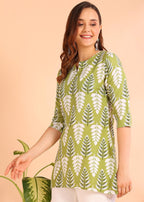 Dsk Studio Poly Rayon Short Kurti For Women & Girls Green